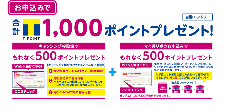 カードお申込み時合計1,000ポイントプレゼント!