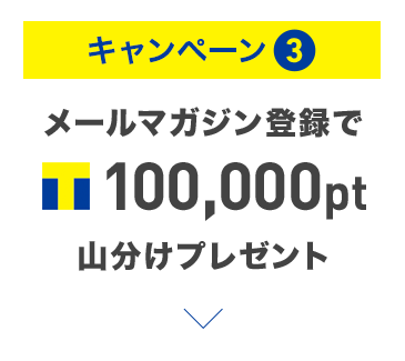 キャンペーン③ メールマガジン登録でTポイント100,000pt山分けプレゼント