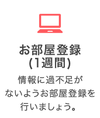 お部屋登録（1週間）：情報に過不足がないようお部屋登録を行いましょう。